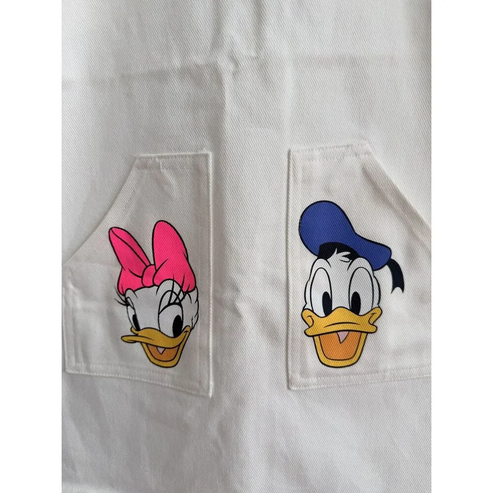 LC Waikiki Disney Donald Daisy Duck Girls Overall Dress 5-6Y White Cotton